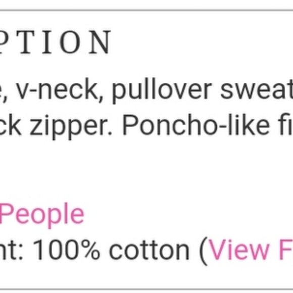 FREE PEOPLE Cotton V-Neck Poncho-Like Exposed Back Zipper Sweater - Picture 12 of 12